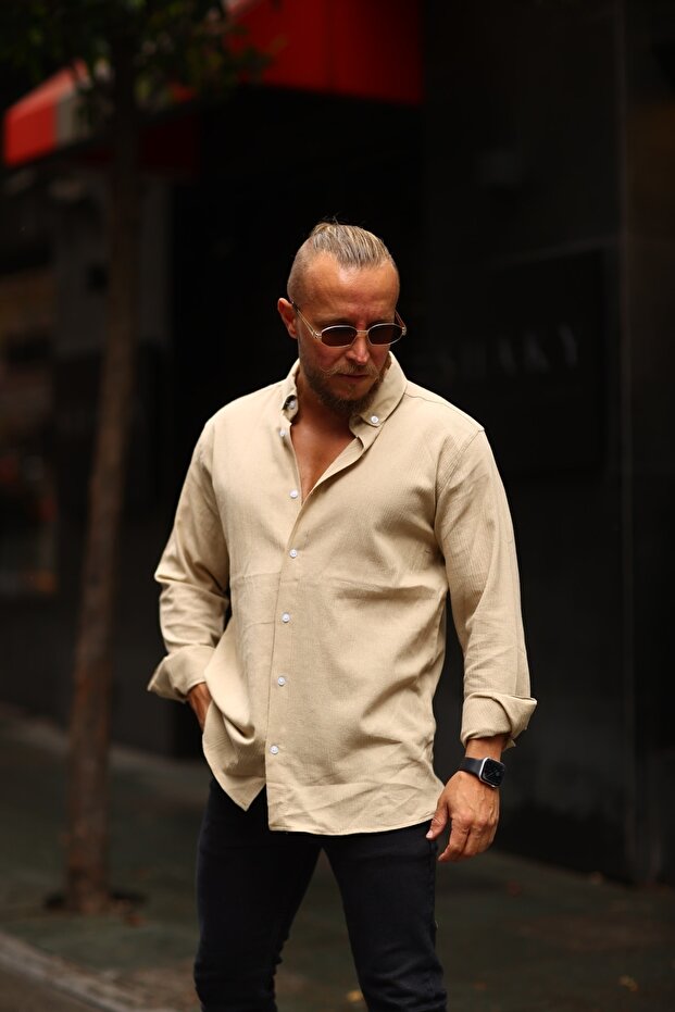 Erkek Dokulu Oversize Gömlek - 1