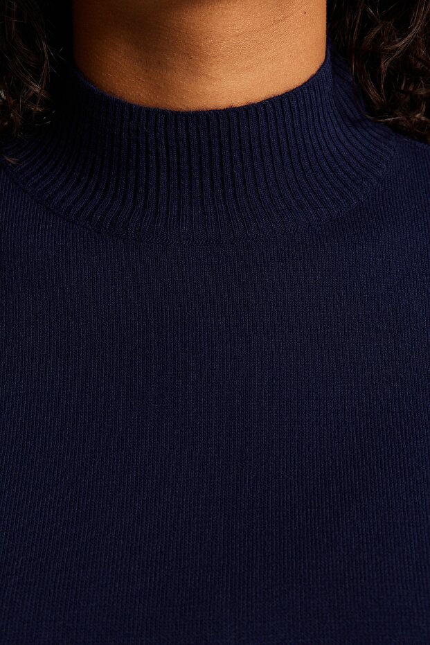 Granatowy, pasiasty, mieszany sweter z dzianiny - Tbbaw24An00017 - 3
