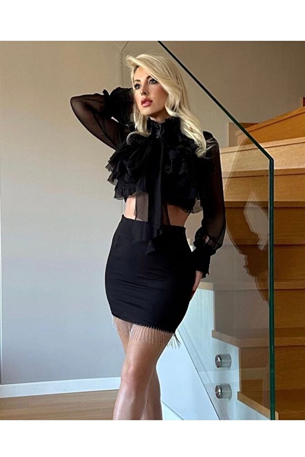 Mini Boncuklu Kısa Etek - 3