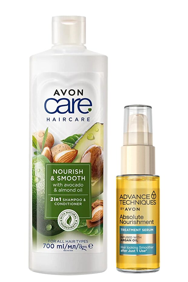 Care Avocado Almond Shampoo, Conditioner and Argan Oil Hair Serum Pack