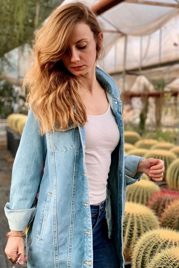 Denim Jacket - Comic Patterned, Oversize Jeans Coat - 4