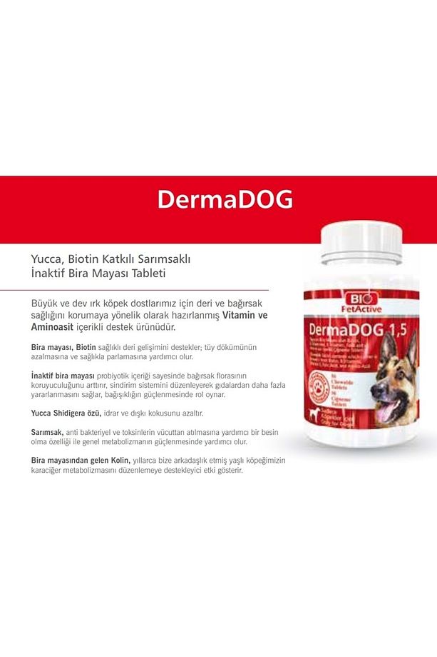 Bio Pet Active Dermadog 1,5 Çinko Sarımsaklı Mayası Tableti 75 Gr - (50 Tablet) - 1