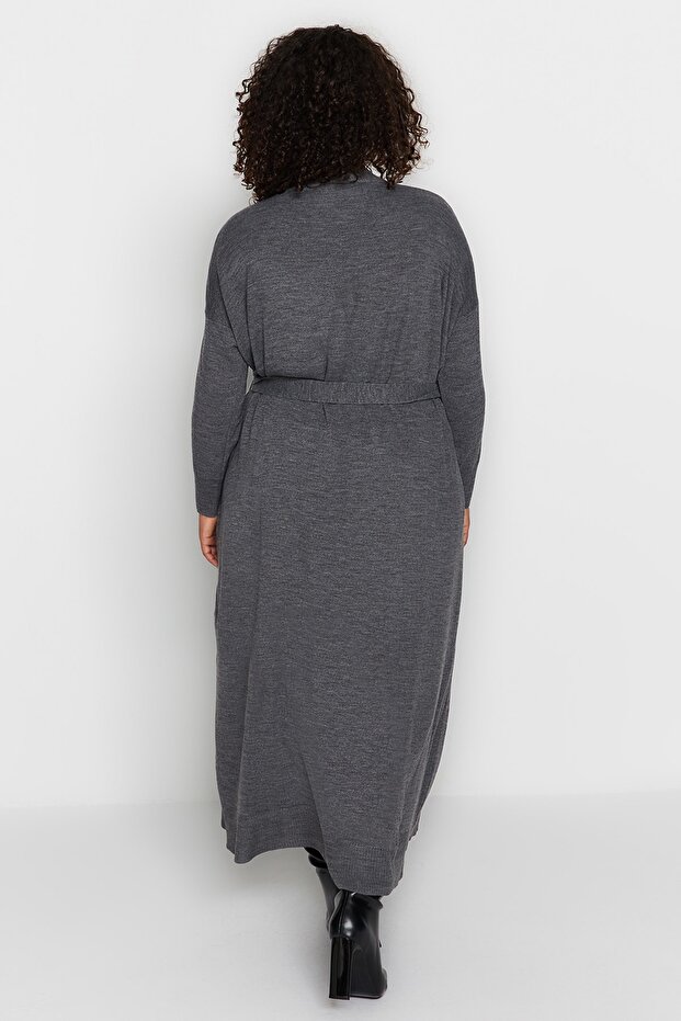 Velbloudí 2dílné úpletové Cardigan-šaty - 5