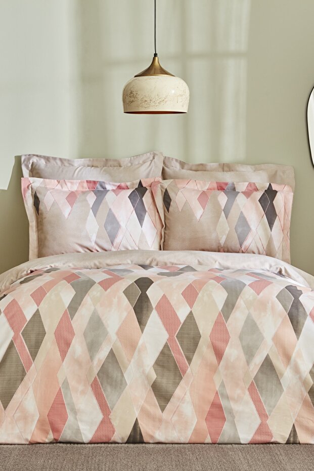 Lauro Double 100% Cotton Satin Duvet Cover Set Powder