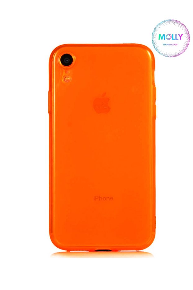 Neon Orange Transparent Silicone Case for iPhone Xr