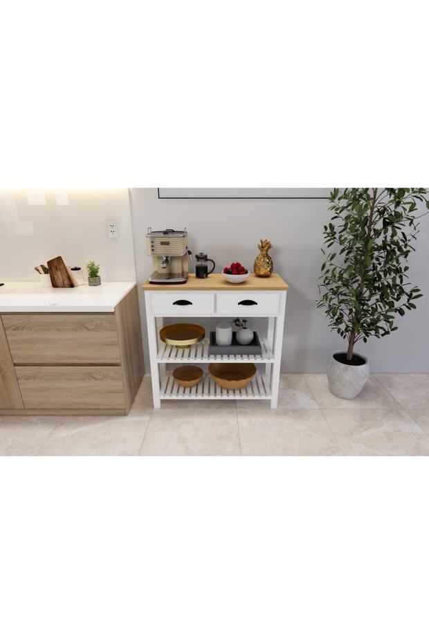 Dresuar Modelı Beyaz/ahsap Renk Masif Model - 1
