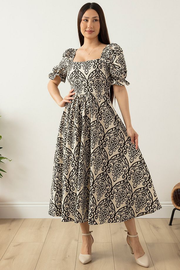 Kare Yaka Poplin Elbise 3161 - 6