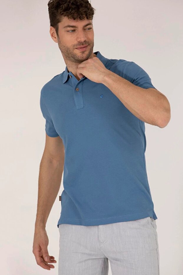 Slim Fit Polo Yaka Basic Tişört - 3