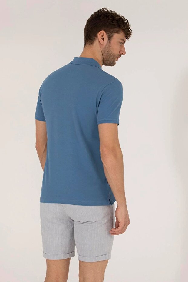 Slim Fit Polo Yaka Basic Tişört - 4