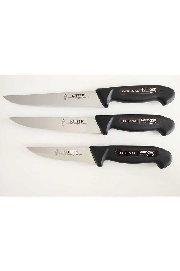 Kasap bıçağı seti 3 adet ( 13cm+18cm+21cm) siyah - 1