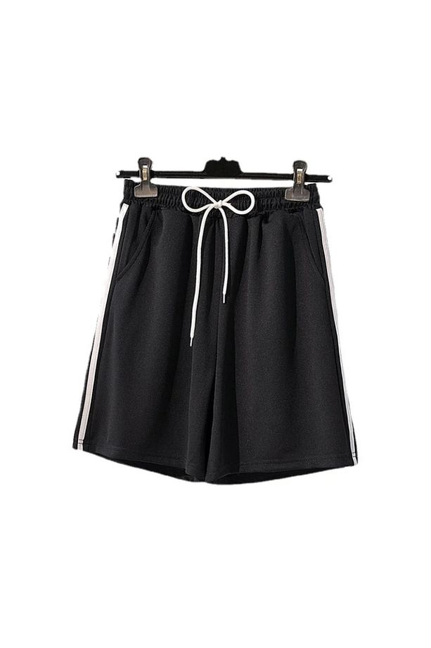 Y2k Şerit Detay Zip Unisex Şort - 5