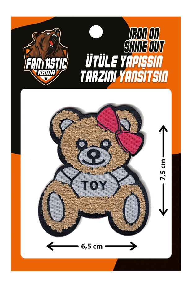 Iron-on Woven, Plush, College, Punch Arma Bear, Bow Bear Model