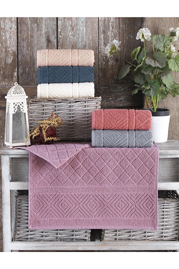 100% Cotton Soft Water Absorbent Natural 50/90 6 Pieces Towel Baklava
