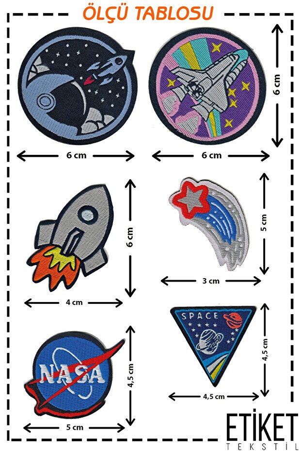 Iron-on Woven Rigging Set Patch Patch Space, Nasa, Rocket, Astronaut, Star, Space Model - 6