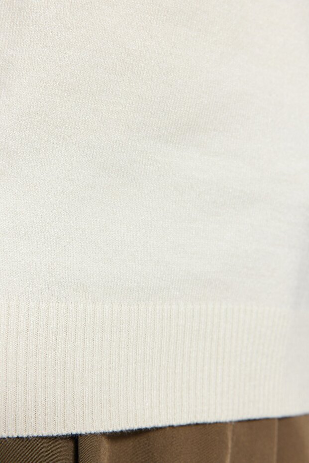 Екрю Mercerised Look Преміум пряжа/Спеціальна пряжа Базовий тонкий светр-блузка TWOAW24BZ00005 - 6