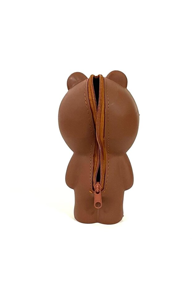 حامل قلم سيليكون - نمط الدب، بني - 2