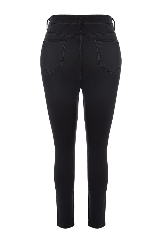 Siyah Yüksek Bel Esnek Büyük Beden Skinny Jeans TBBSS22JE0070 - 8