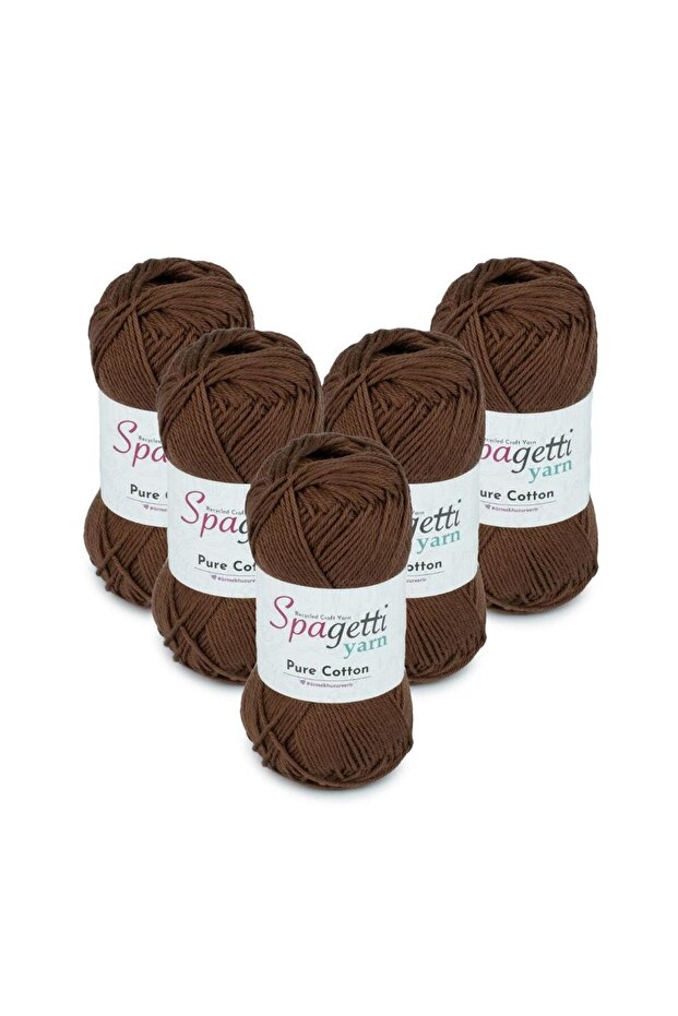 Pure Cotton 5-Piece Chocolate Brown Hand Knitting Yarn