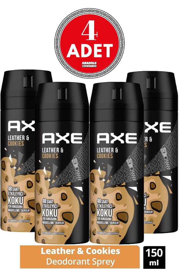 Erkek Deodorant Sprey Leather & Cookies 150 ml 4 Adet - 1