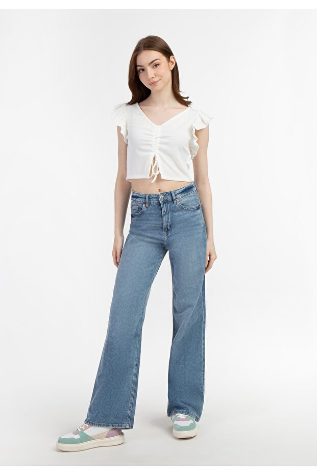 Blond Strick Kurzarm Top - 2