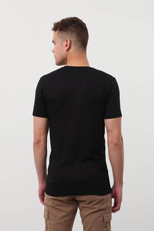 Μπλουζάκι V-Neck Basic Μαύρο - 3