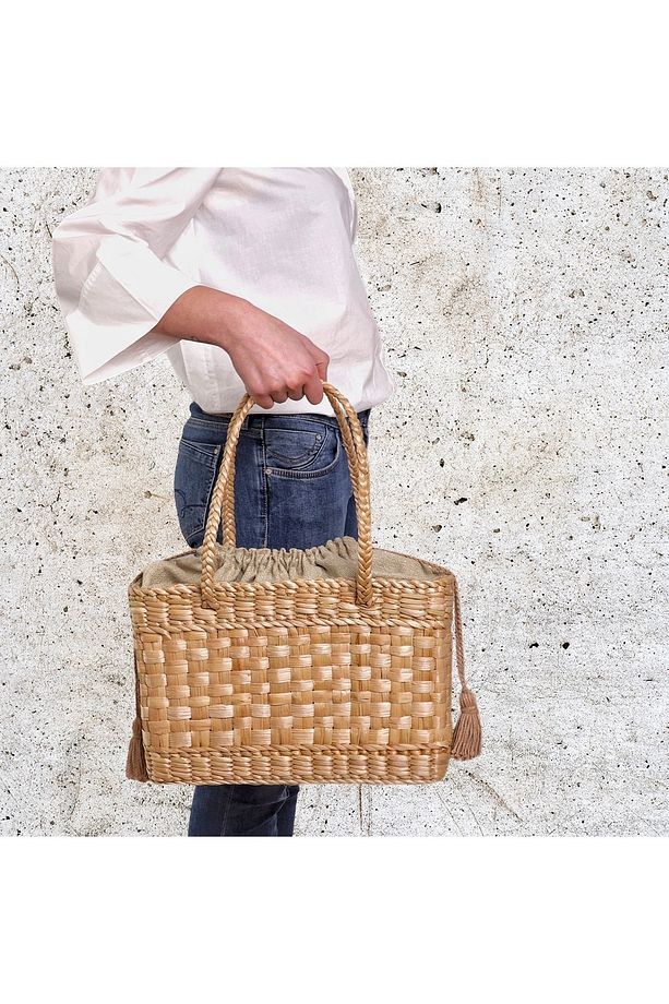 Wicker Astarlı Sepet Çanta - 1
