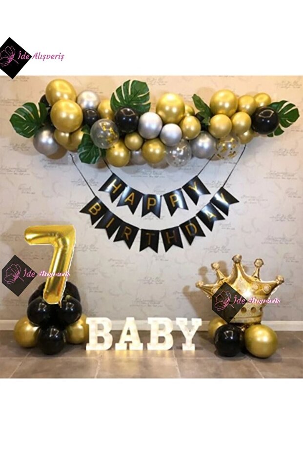 7 Years Old Happy Birthday Birthday Set with King Crown