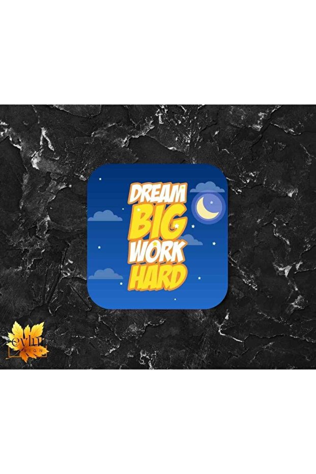 قاعدة أكواب مربعة من خشب إم دي إف مطبوعة بتصميم خاص مطبوع عليها Dream Big Work Hard