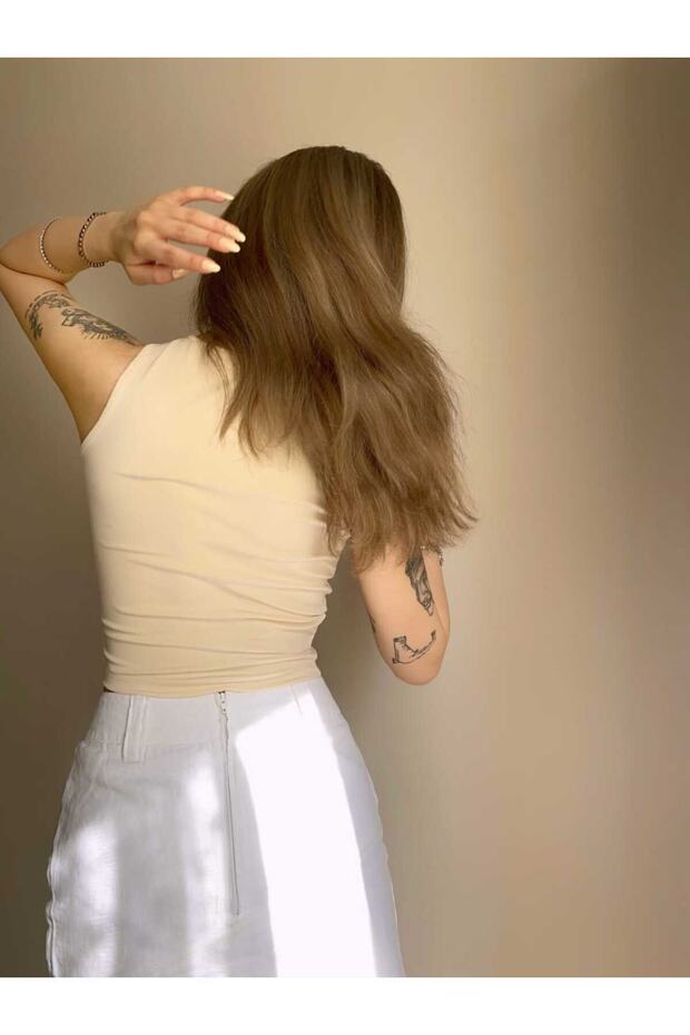 göğüs dekolteli crop bluz - 3