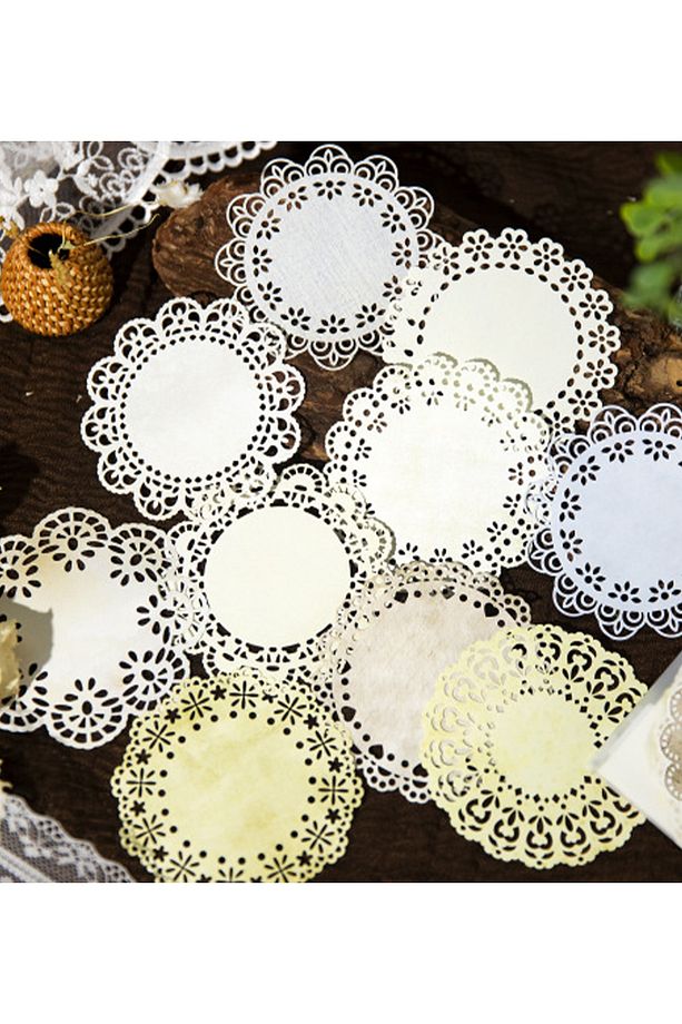10 Adet Scrapbooking Eskitme Efektli Dekoratif Oyma Dantel Kağıt Malzeme- Bullet Journal - 1