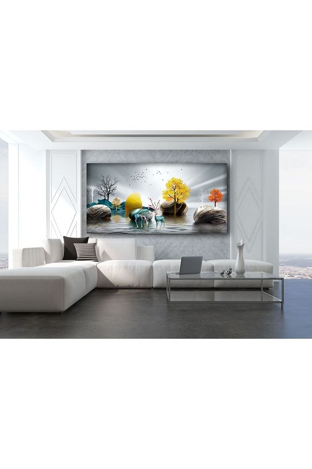Geyik Antrasit Gri Modern Tablo - 2