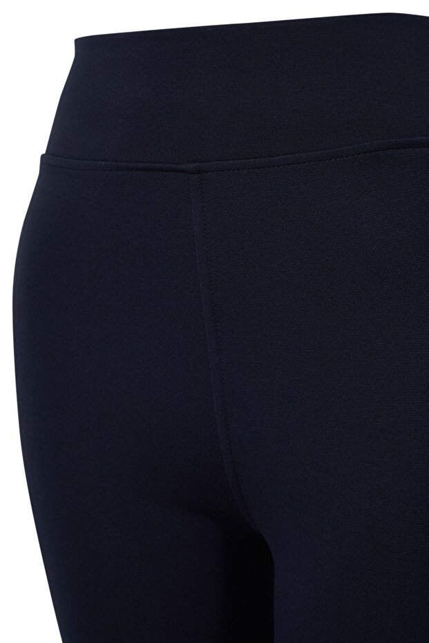 Lacivert Yüksek Bel Toparlayıcı Beli Lastikli Örme Büyük Beden Tayt TBBSS22TA0022 - 8