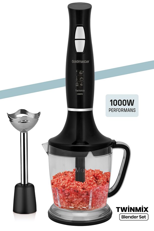 Twinmix 1000 Watt Güçlü Motor Turbo Hız Ayarlı Blender Set Siyah Gm7212 - 1