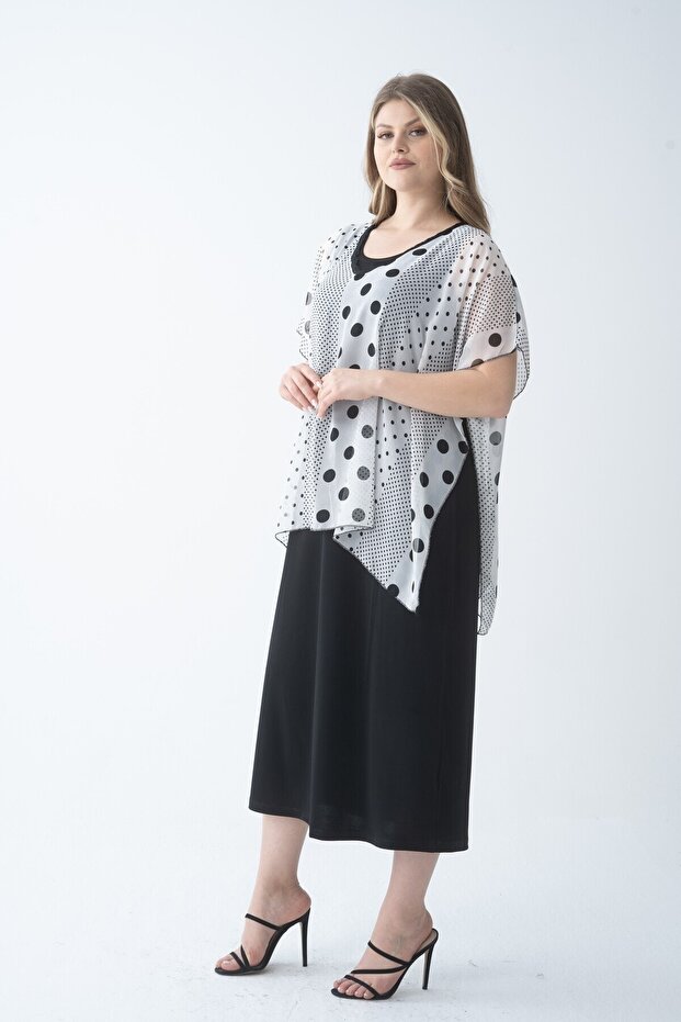 بالاضافة الى حجم الأزهار منقوشة الرأس الشيفون - 1