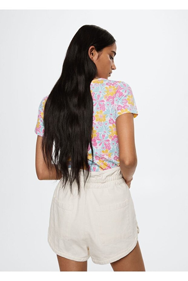 Logo Işlemeli Desenli Tişört - 4