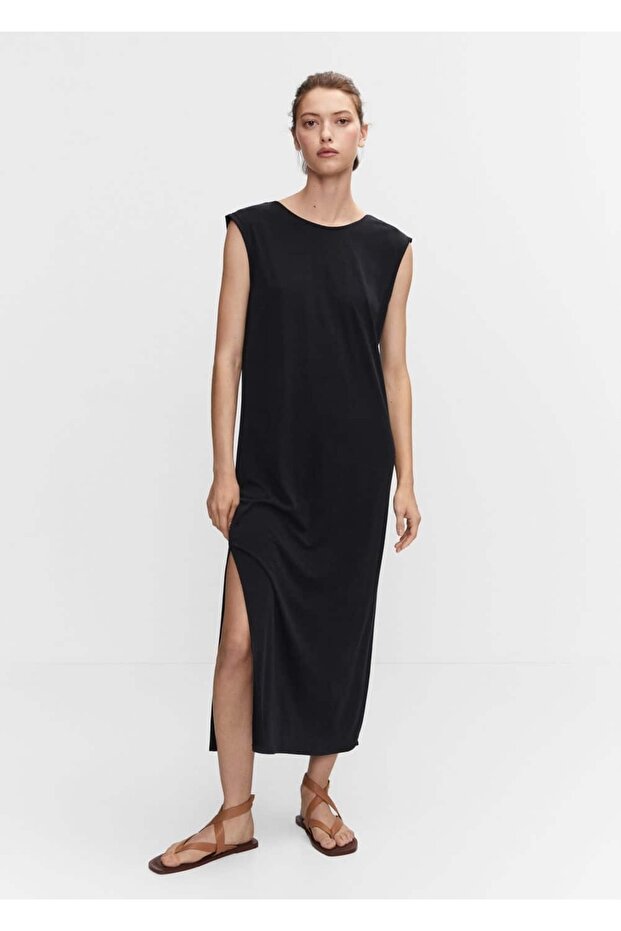 Yırtmaçlı Modal Elbise - 2