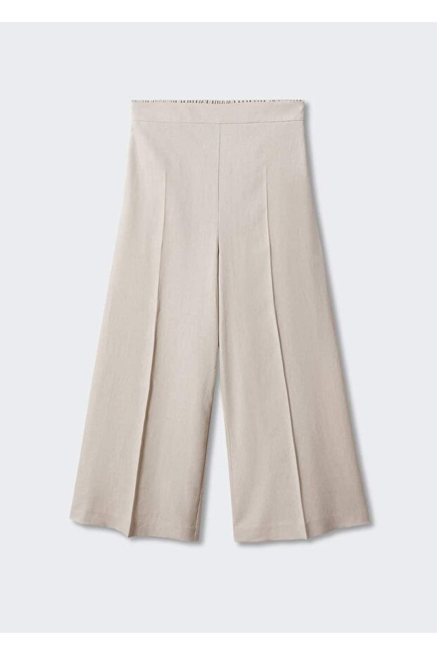 %100 Keten Culotte Pantolon - 3