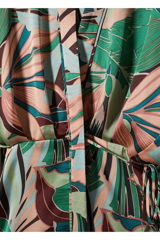 Tropikal Desenli Kaftan - 6