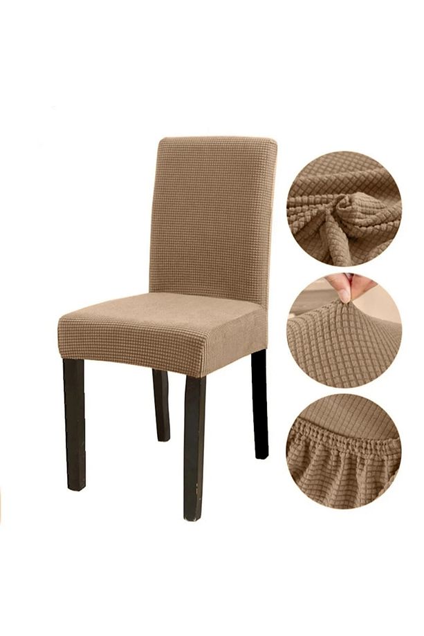 Sandalye Kılıfı Likralı Yıkanabilir Esnek Lastikli Bambu Sandalye Örtüsü 6' Lı Paket - 1