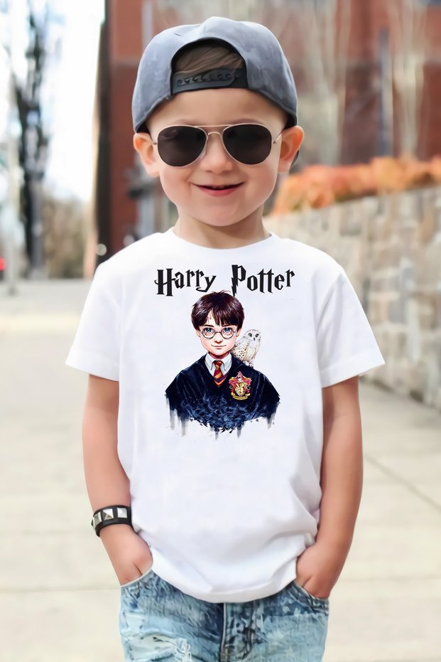 Harry Potter Organic Printed Knitted White Unisex Kids T-shirt