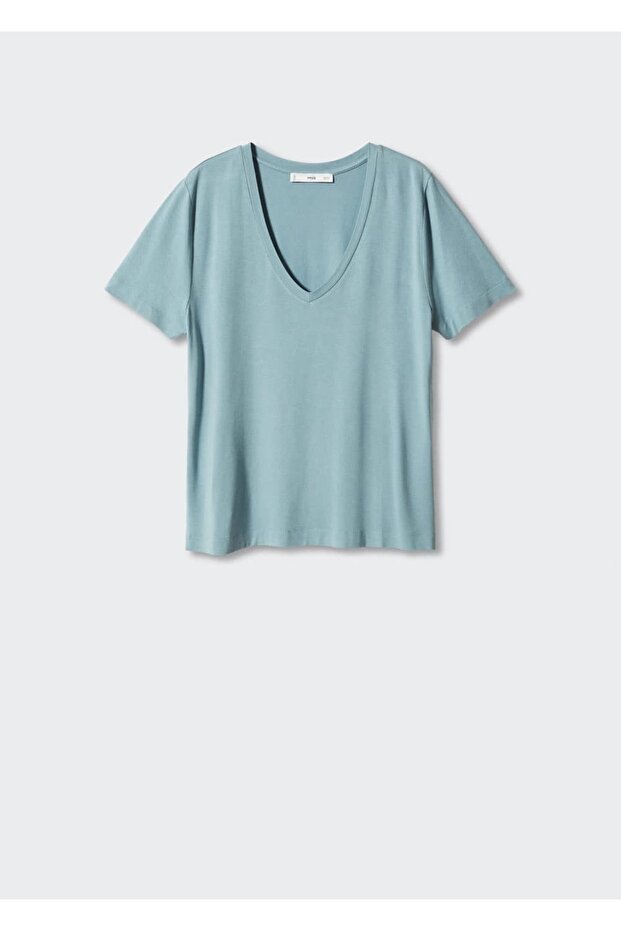 V Yaka Dökümlü Tişört - 3