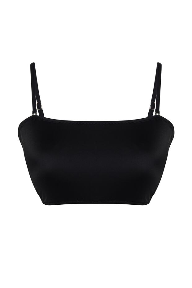 Siyah Straplez İp Askılı Büyük Beden Bikini Üstü TBBSS23CT00013 - 7
