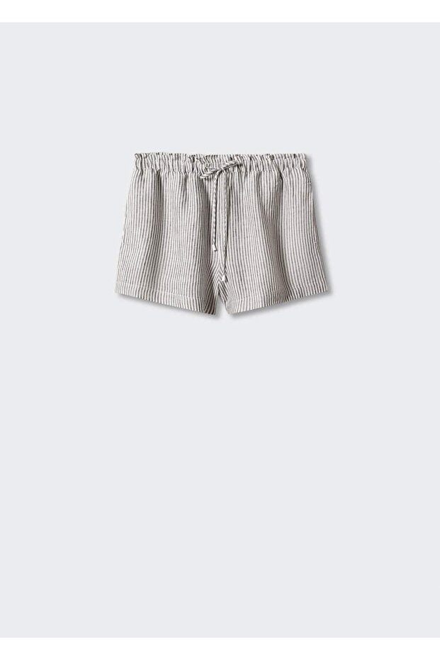 Büzgülü Keten Şort - 3