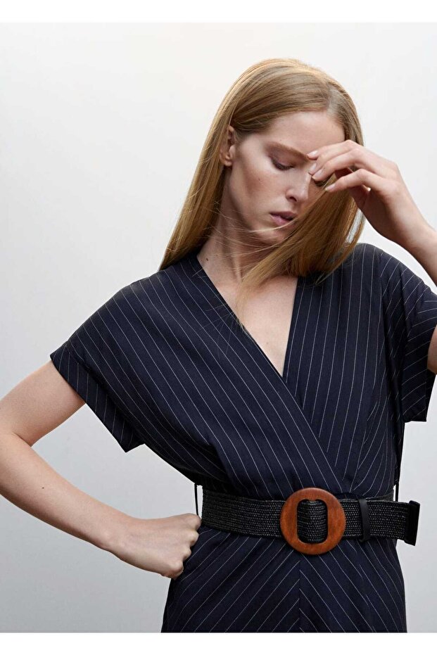 Ince Çizgili Elbise - 7