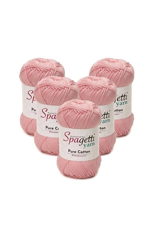 Pure Cotton 5-Piece Light Pink Hand Knitting Yarn