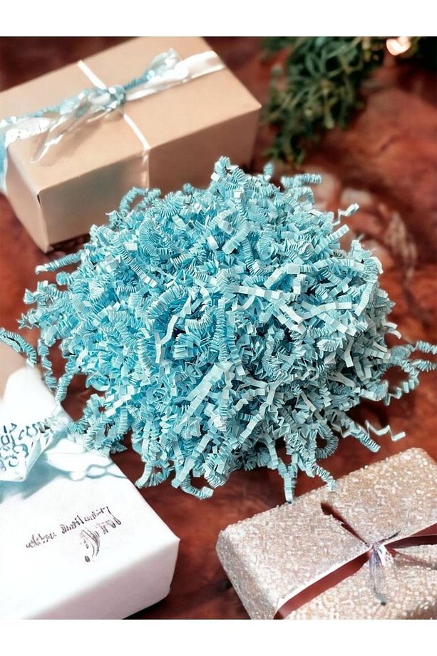 Kırpık Kırpıntı Kağıt Z Zigzag Pelur Kırpıntı Kağıt 100 gr Açık Mavi Renk Süs Dolgu Malzemesi Paper - 4