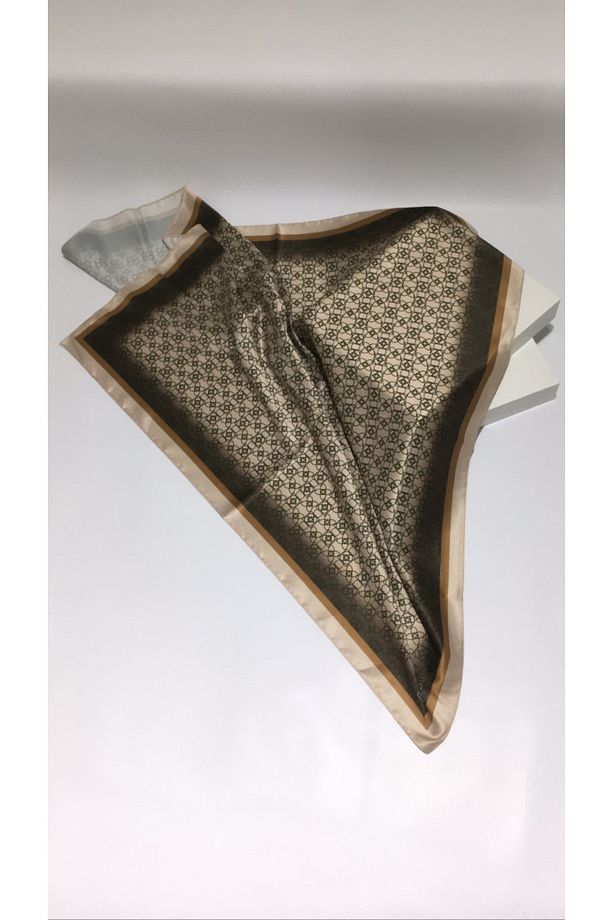 Digital Baskı Twill Eşarp Etnik Desen (kremtaba) - 1