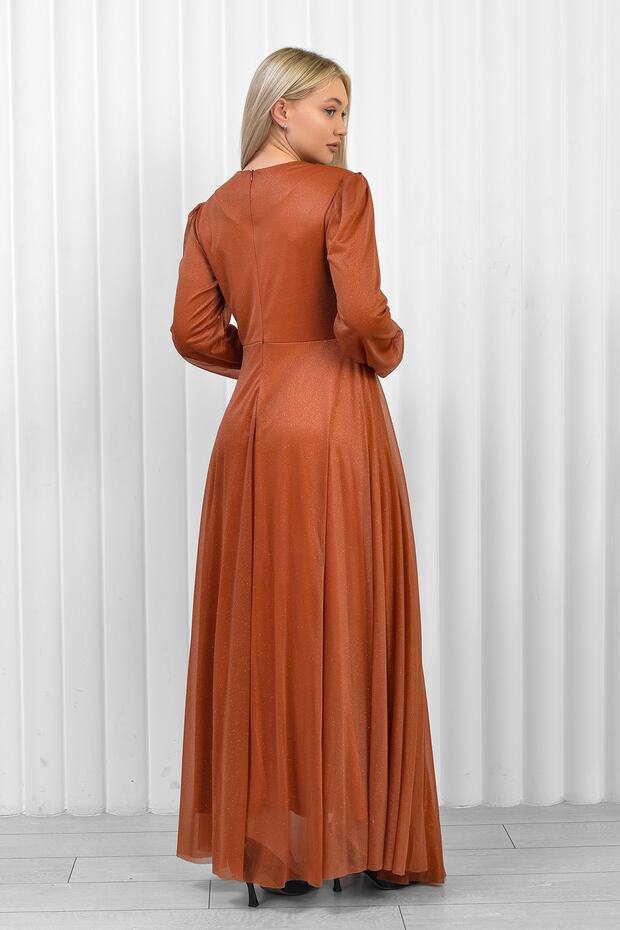 Tesettürlü Abiye Elbise - Simli - 4