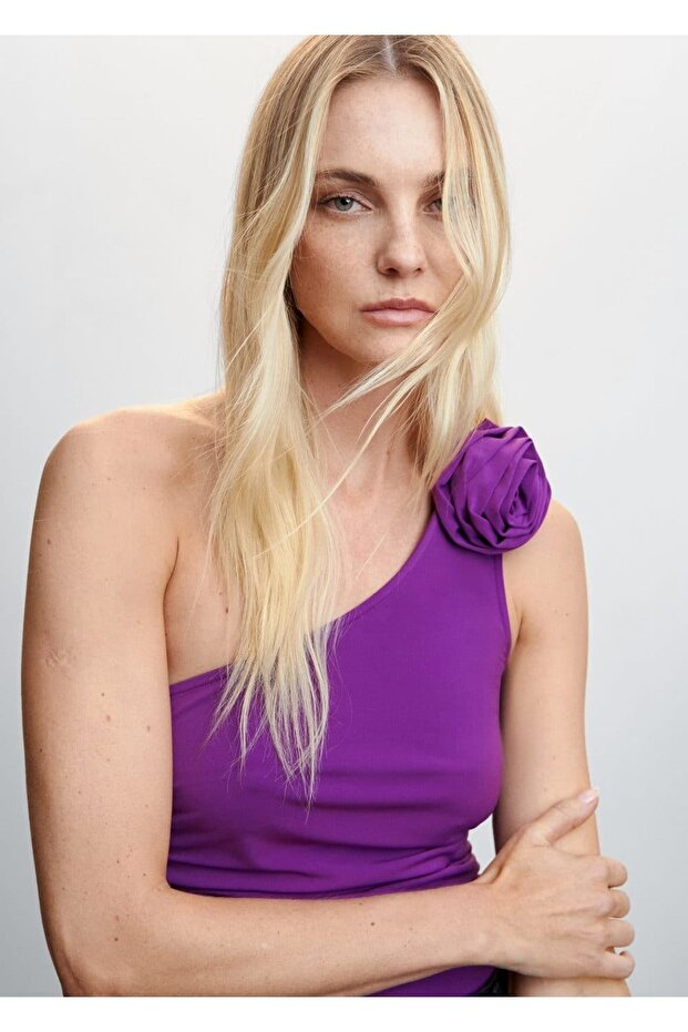 Çiçekli Asimetrik Bluz - 6