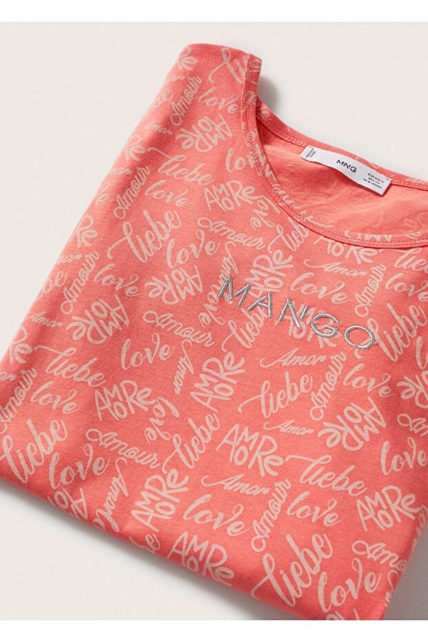 Logo Işlemeli Desenli Tişört - 6